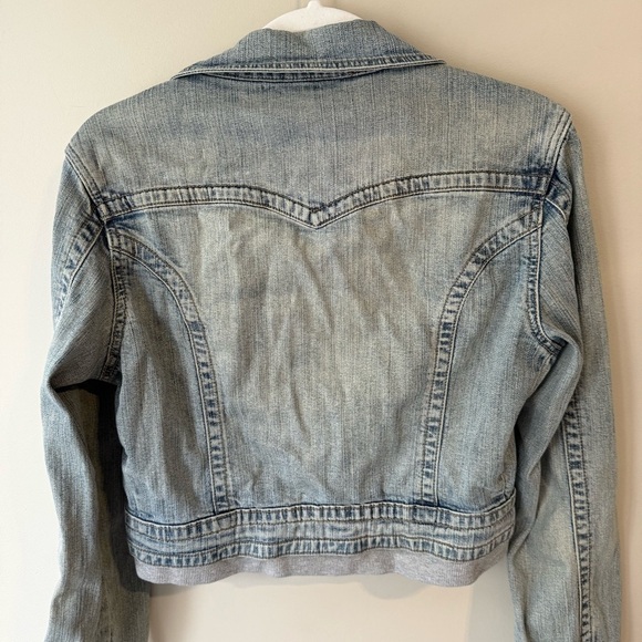 Garage Light Blue Jean Jacket Cropped Size M Denim Streetwear Casual - Picture 12 of 12